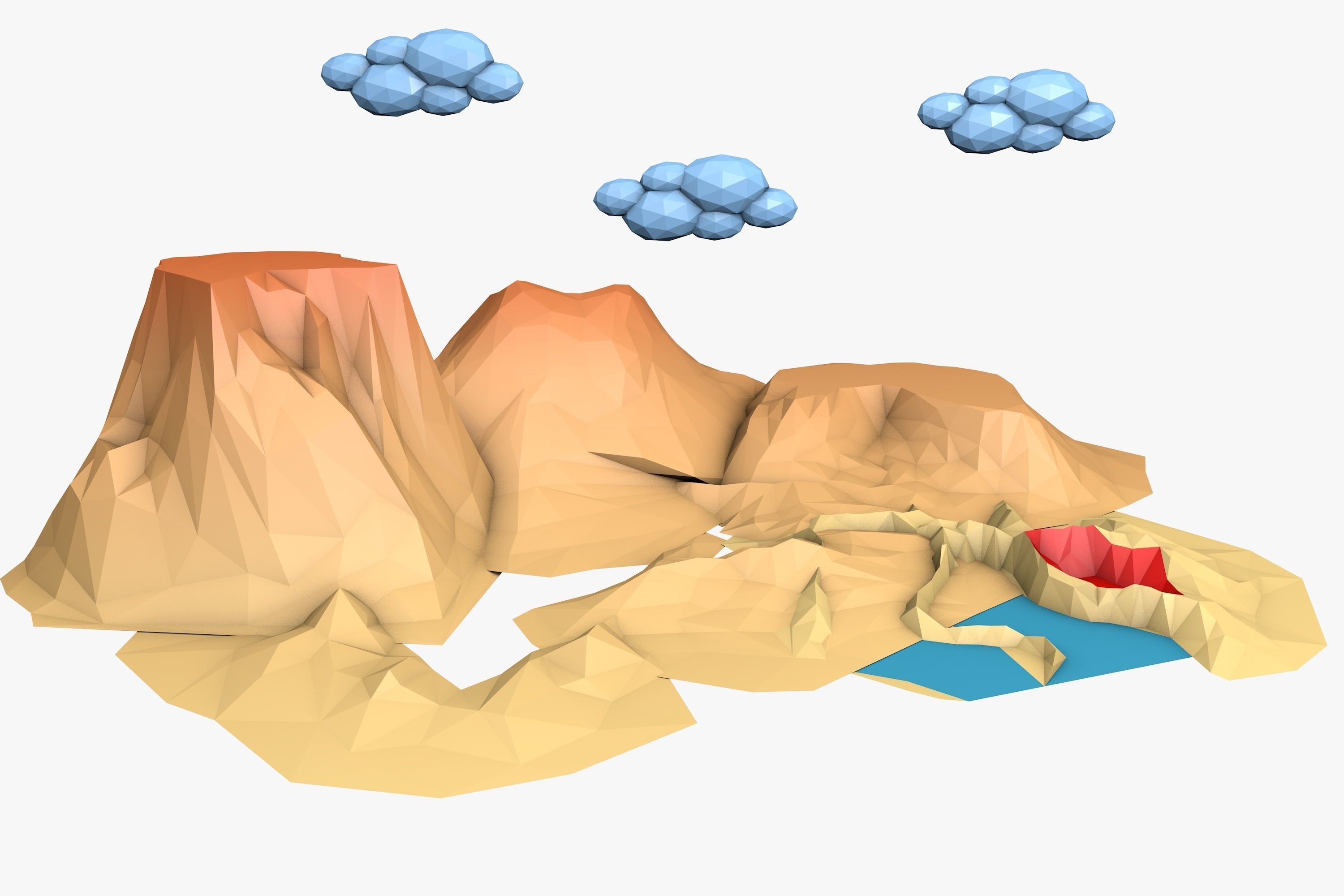 Landscape Low Poly volcano Low-poly 3D model_6