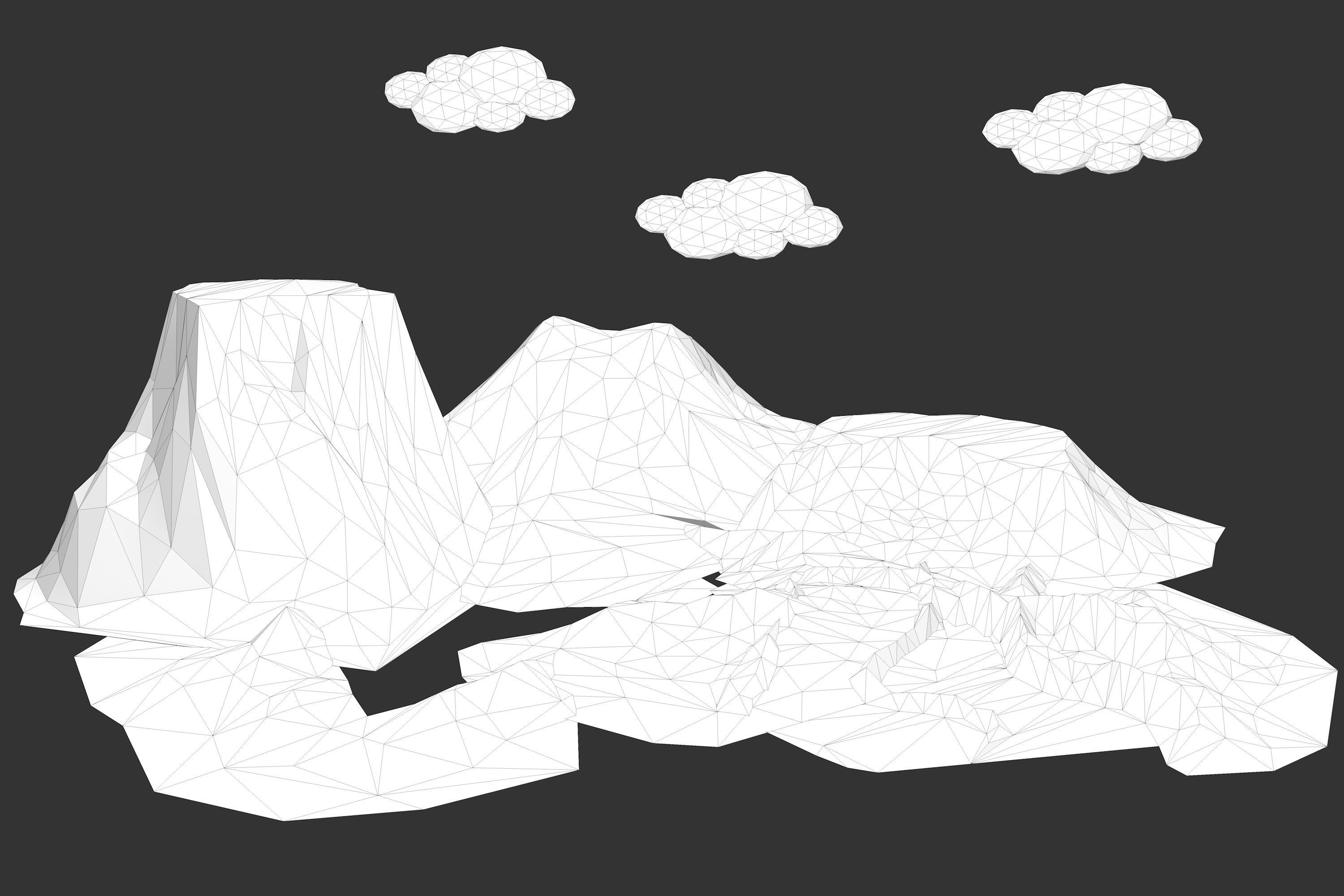 Landscape Low Poly volcano Low-poly 3D model_9