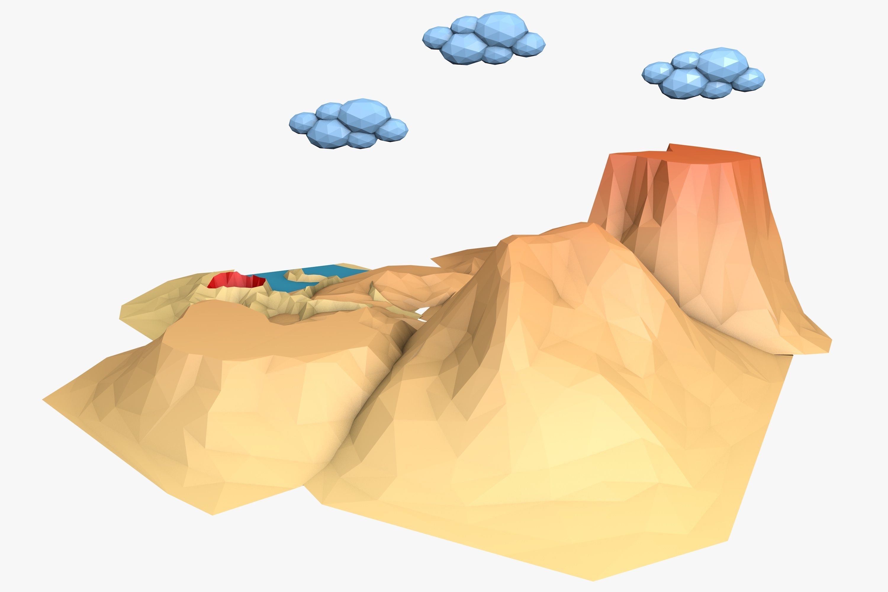 Landscape Low Poly volcano Low-poly 3D model_4