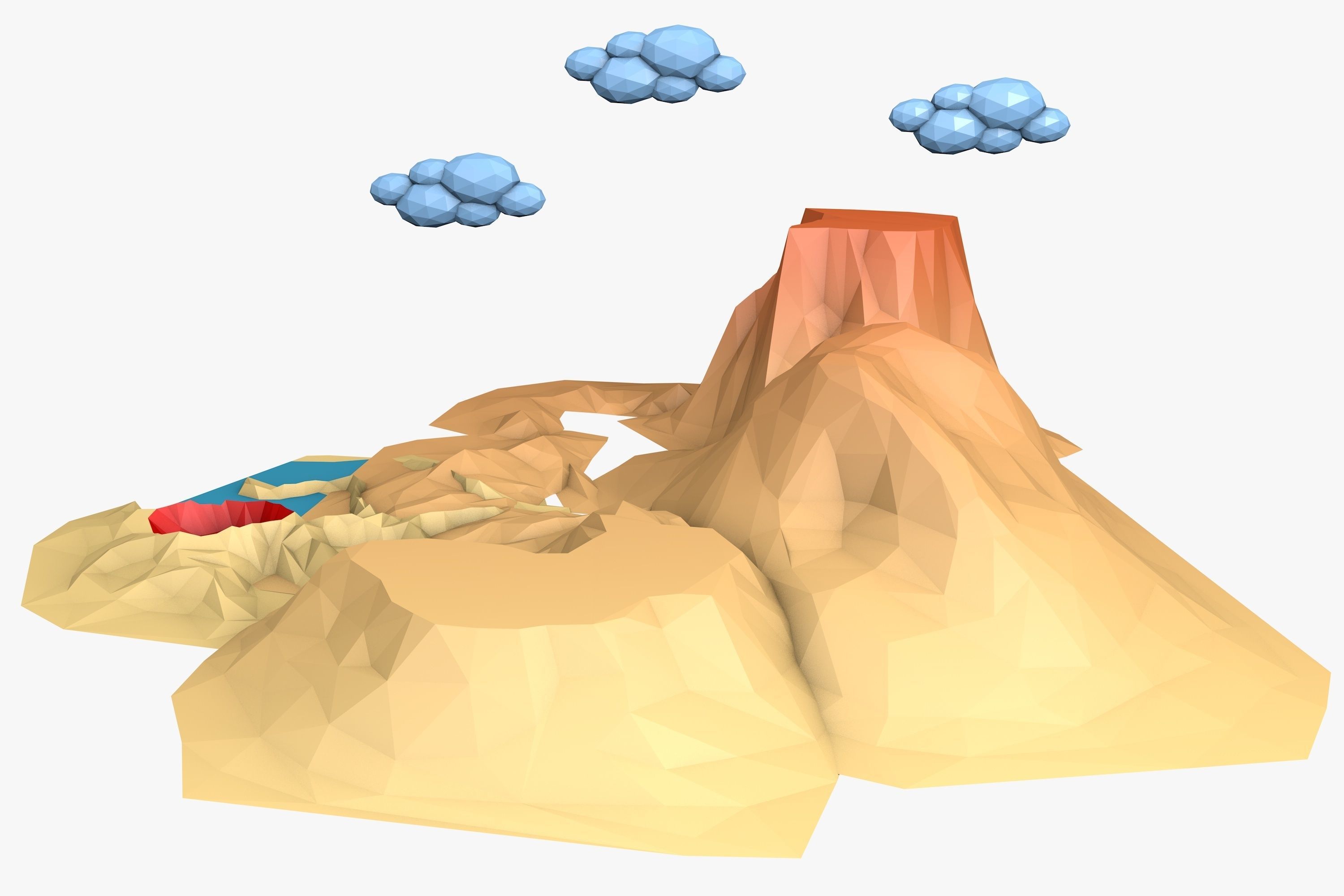 Landscape Low Poly volcano Low-poly 3D model_3