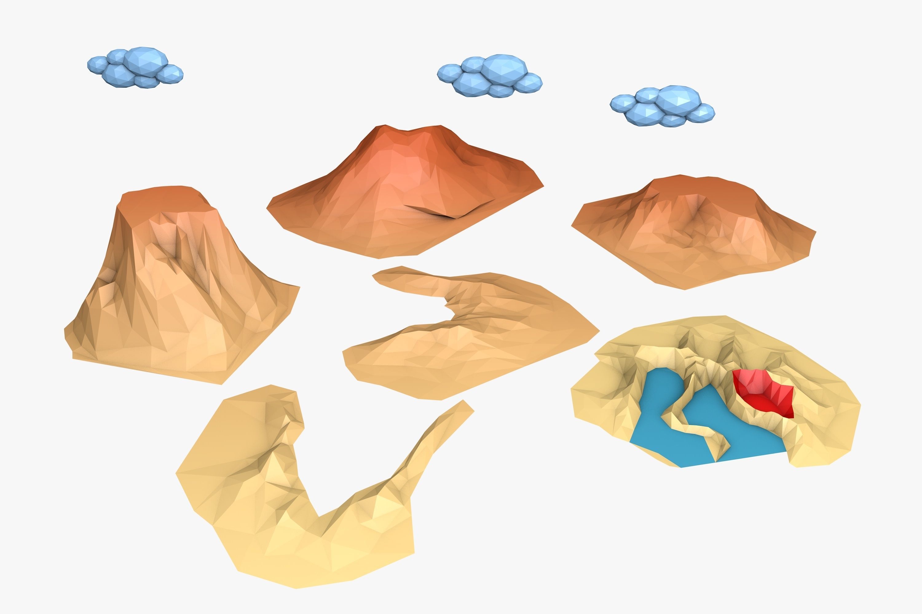 Landscape Low Poly volcano Low-poly 3D model_7