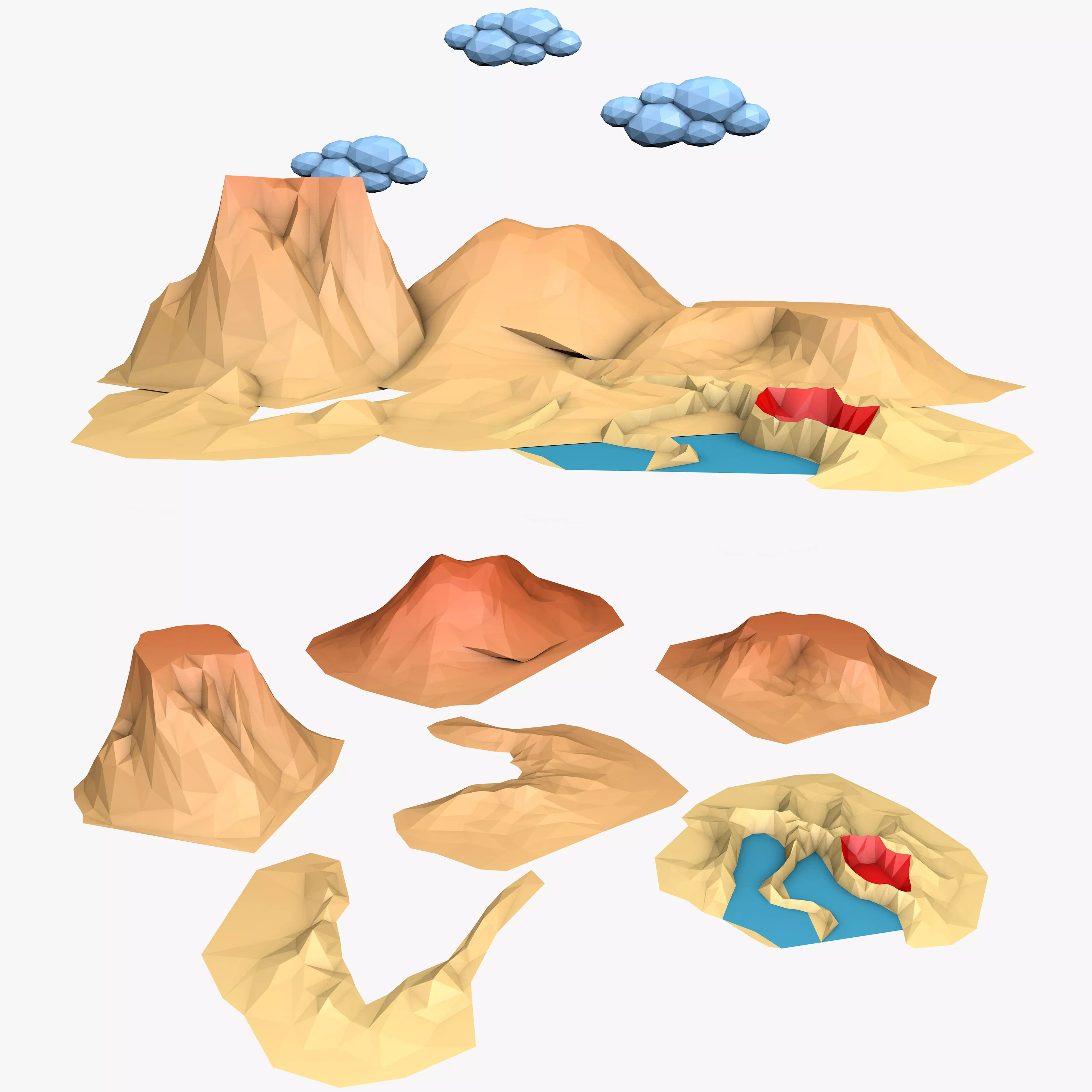 Landscape Low Poly volcano Low-poly 3D model_0