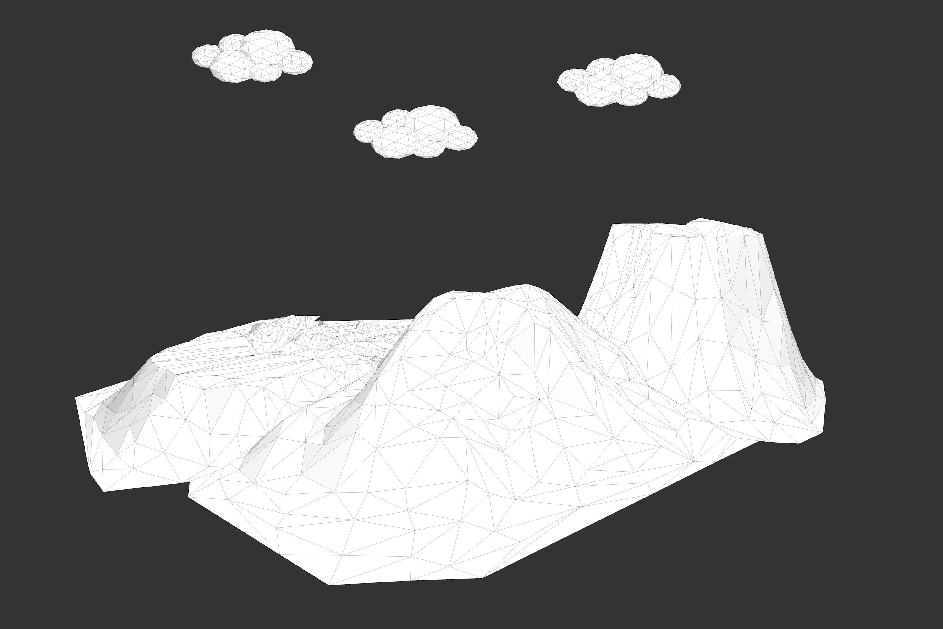 Landscape Low Poly volcano Low-poly 3D model_10