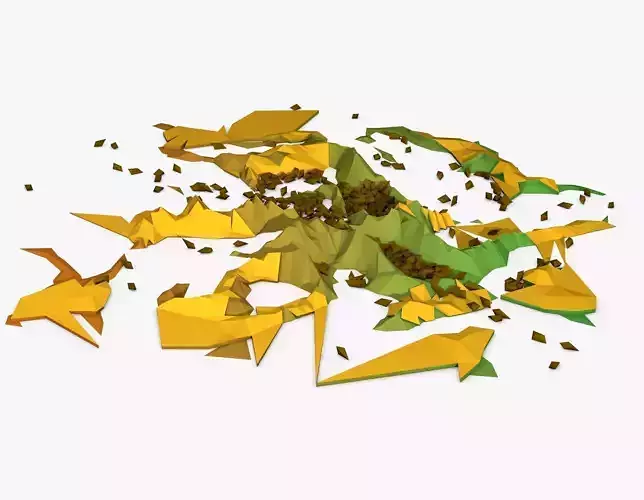 Landscape Low Poly pile of leaves
