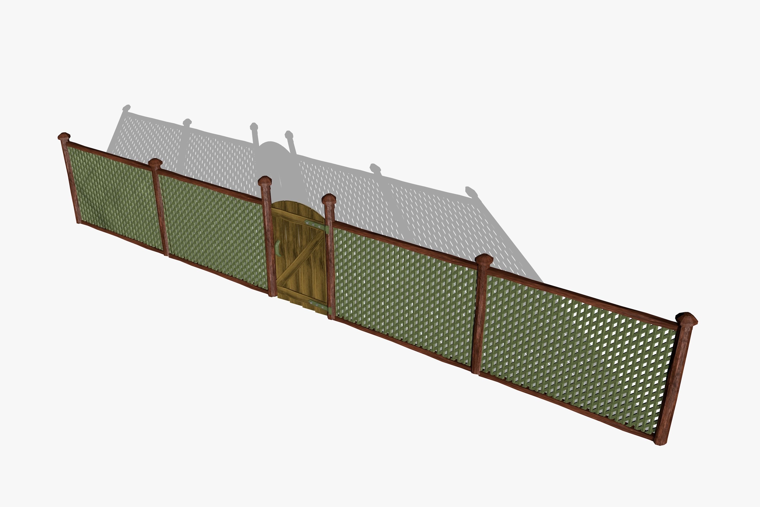 Wooden Fence 3D model_6