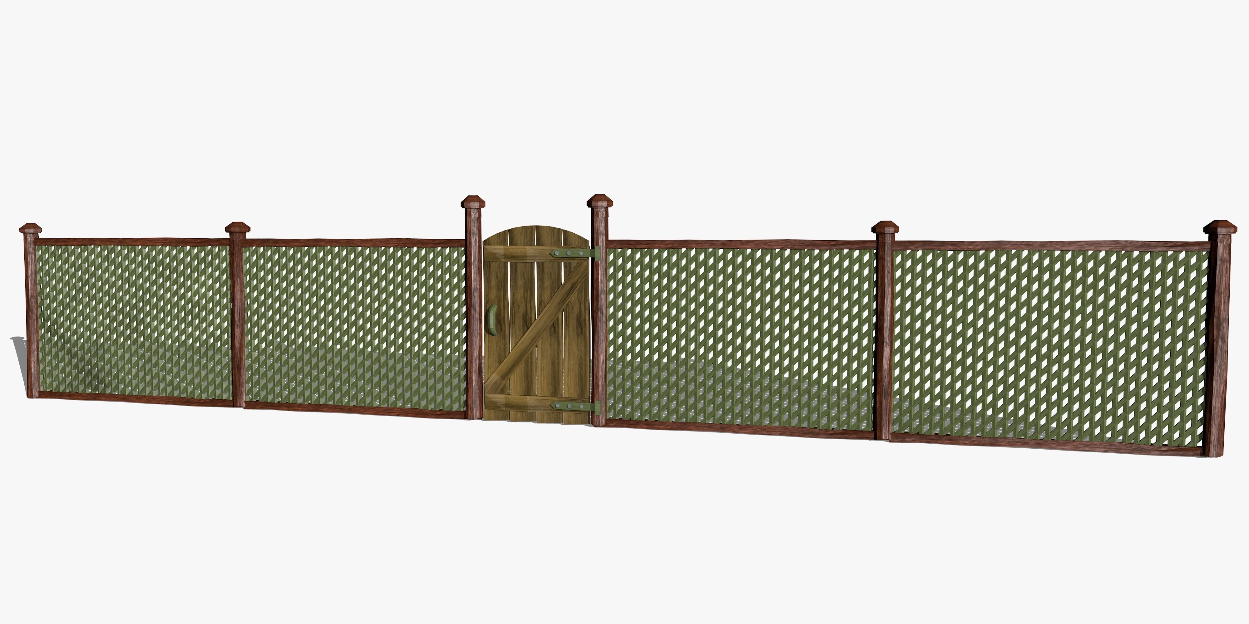 Wooden Fence 3D model_2