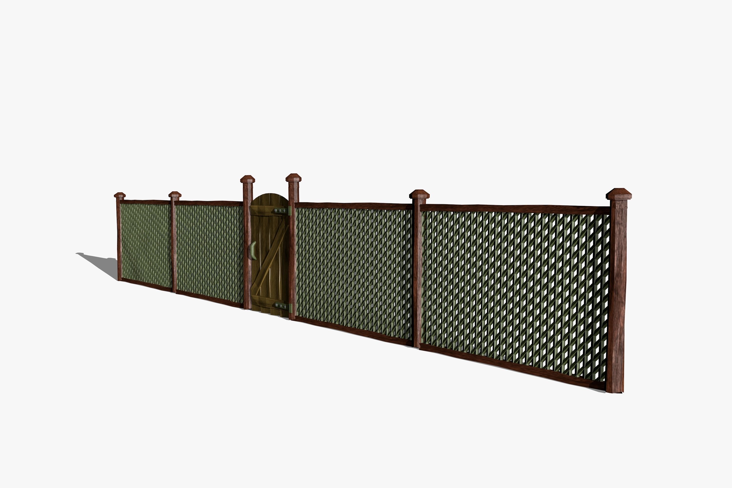 Wooden Fence 3D model_3