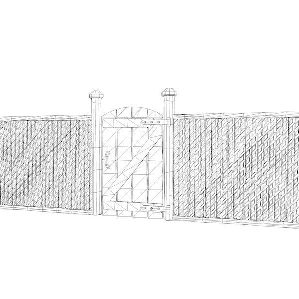 Wooden Fence 3D model_7