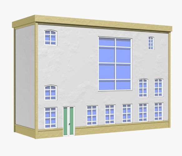 Building house with windows and doors 3D model