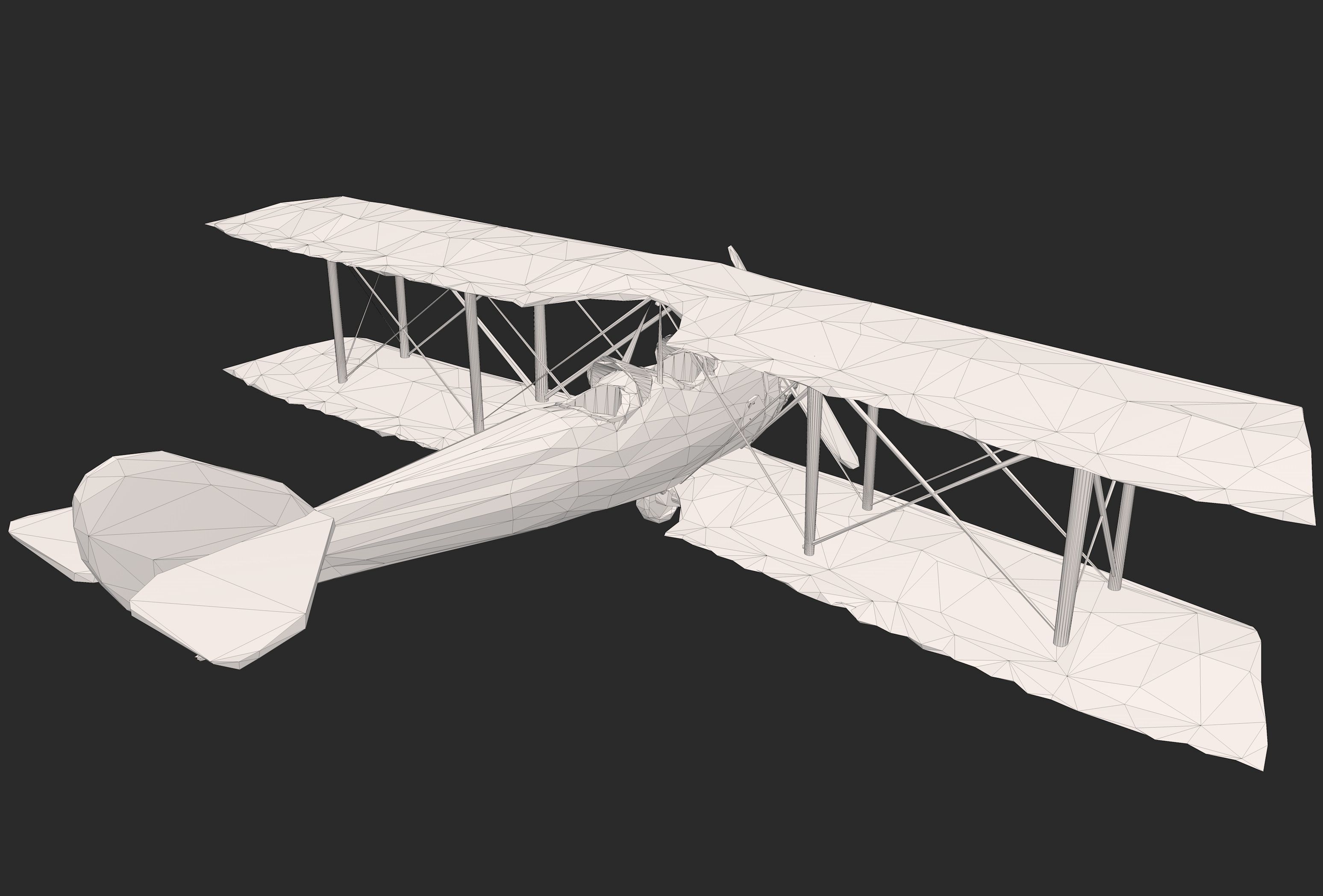 Biplane Low Poly 3D model_3