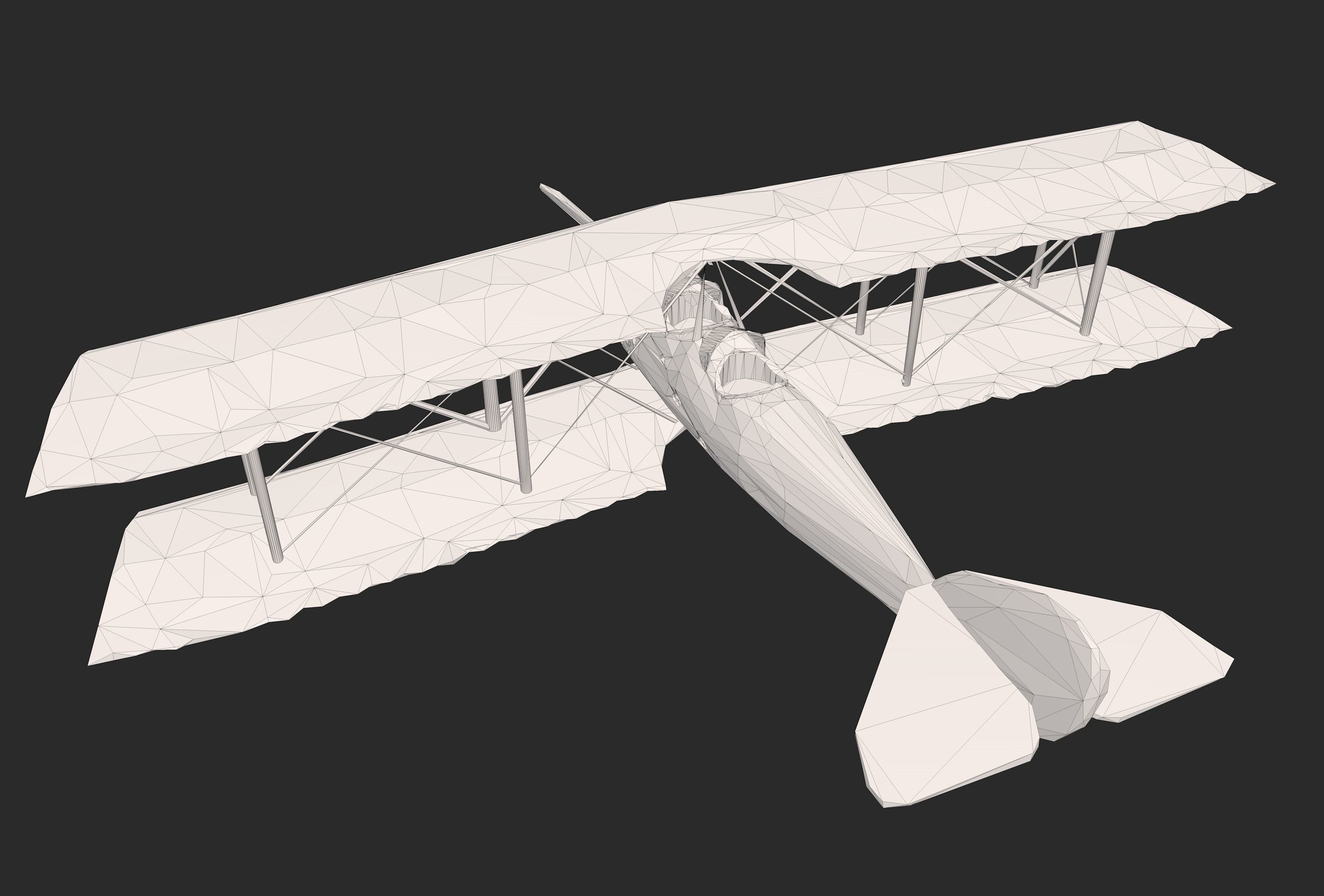 Biplane Low Poly 3D model_5