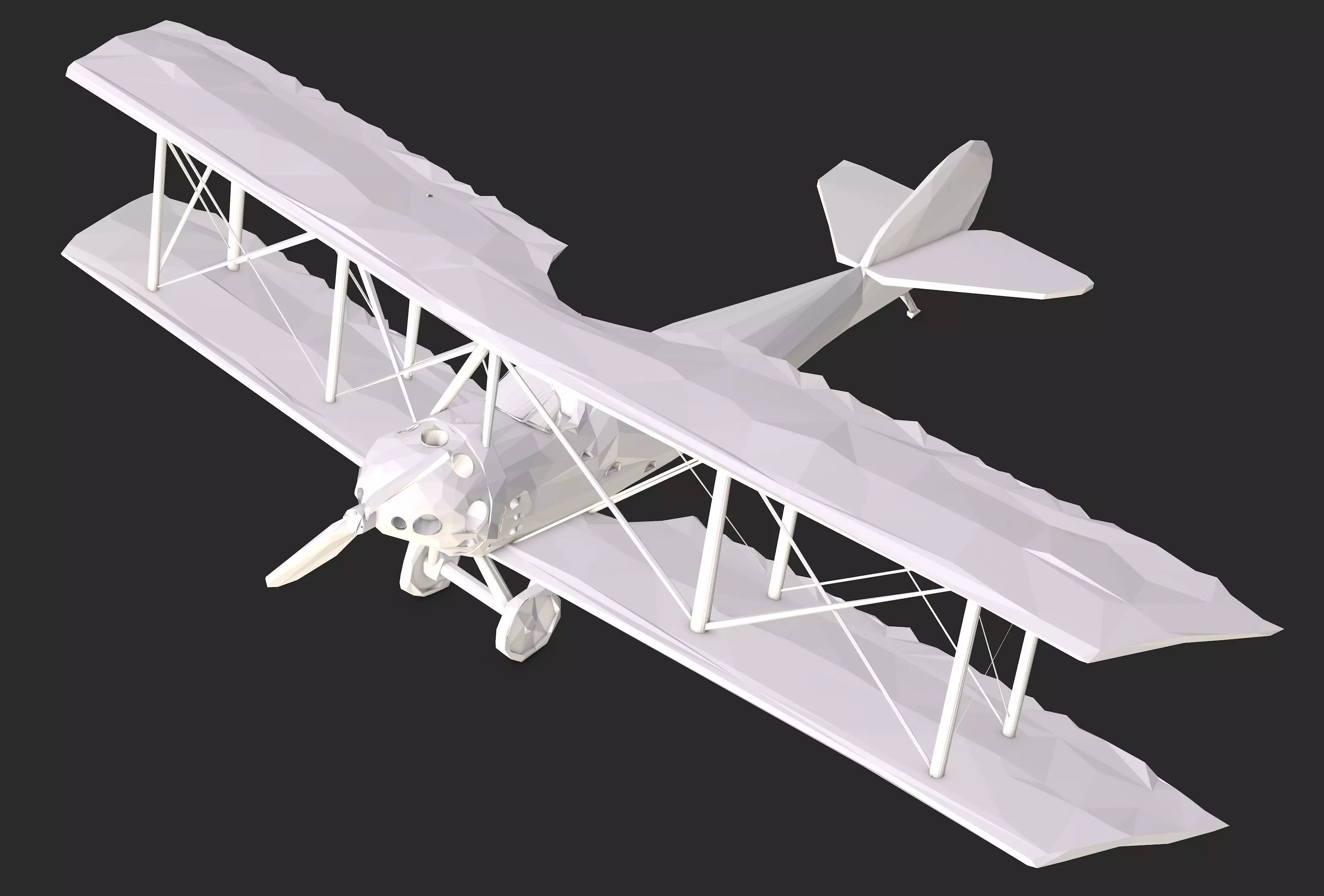 Biplane Low Poly 3D model_0