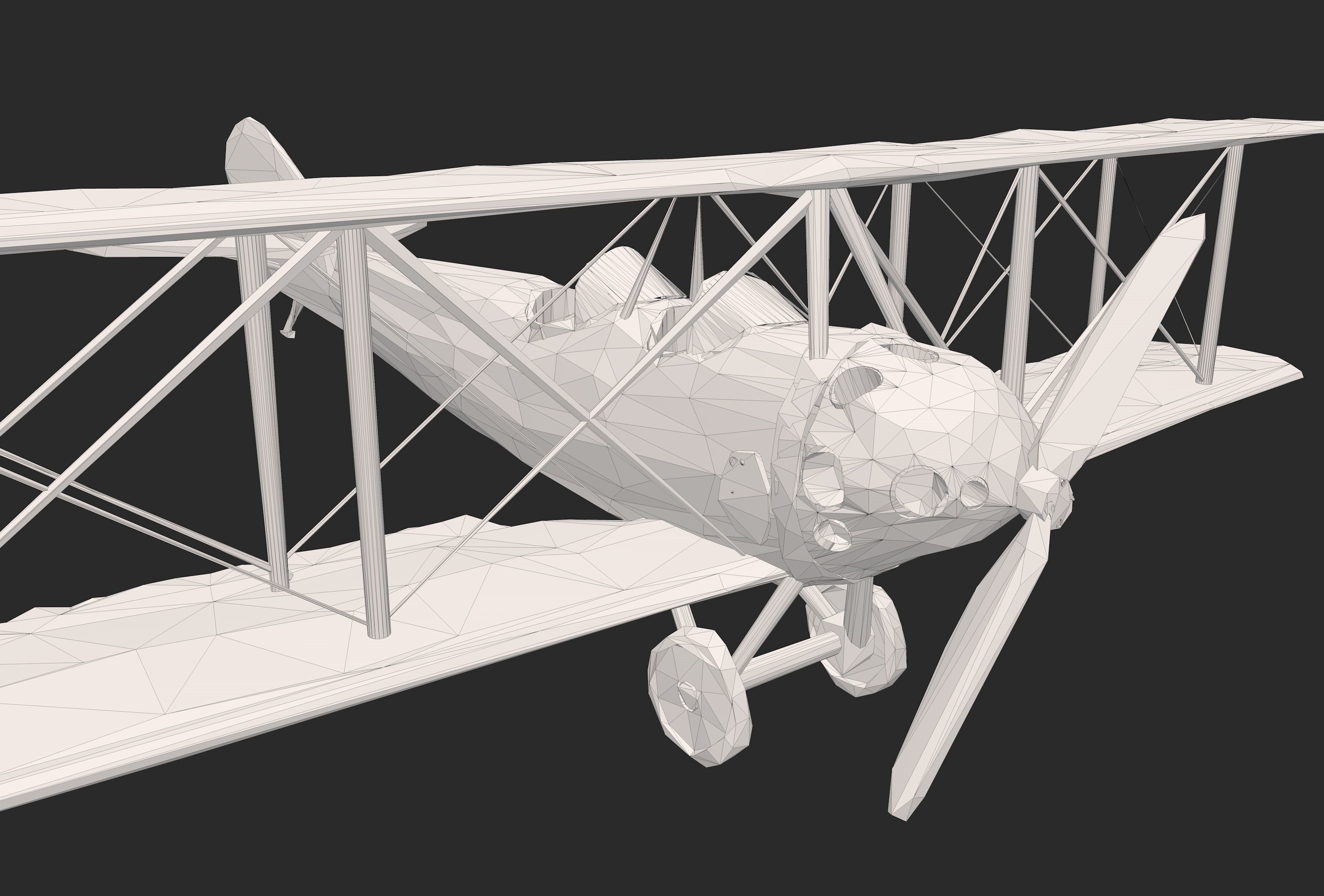 Biplane Low Poly 3D model_2