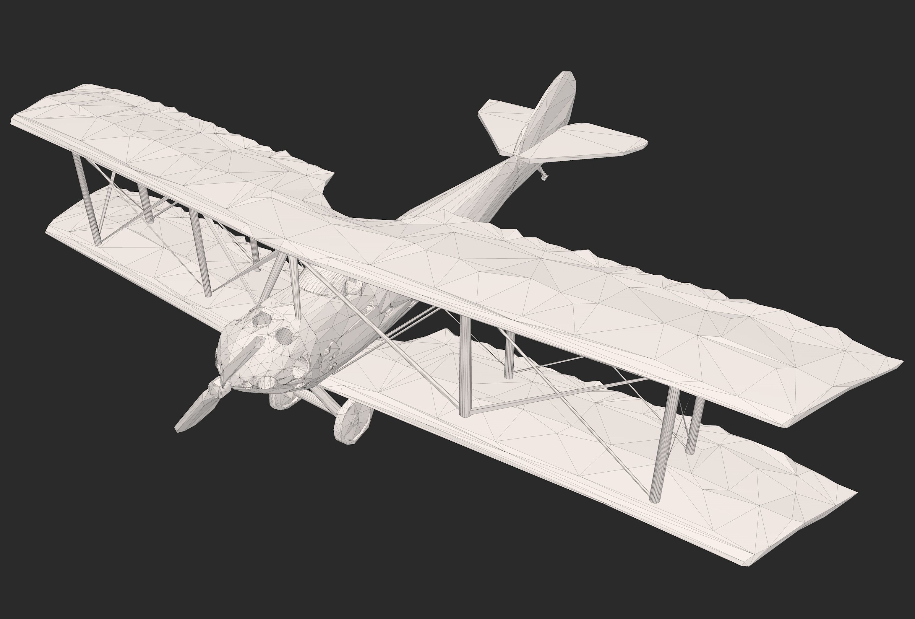 Biplane Low Poly 3D model_12
