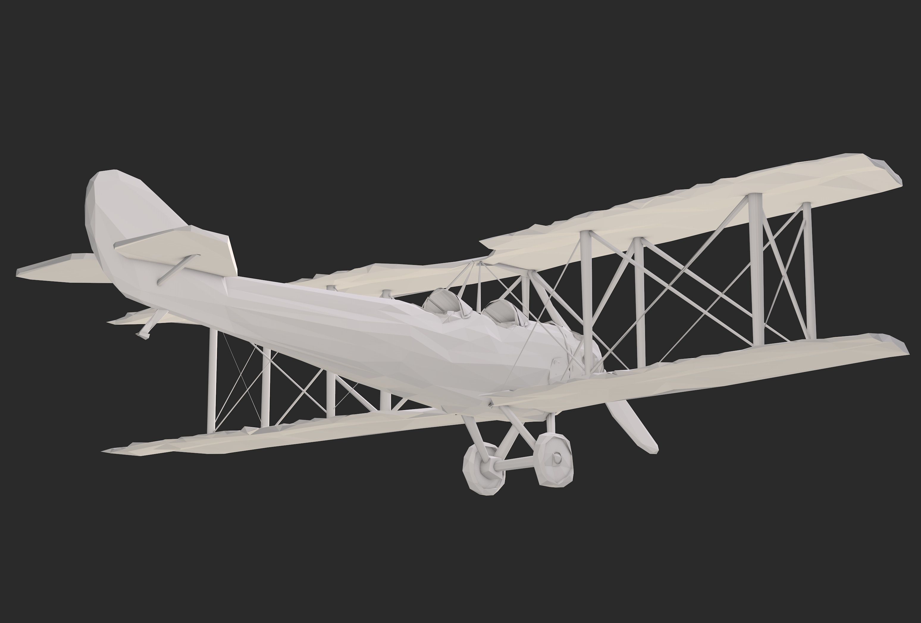 Biplane Low Poly 3D model_10