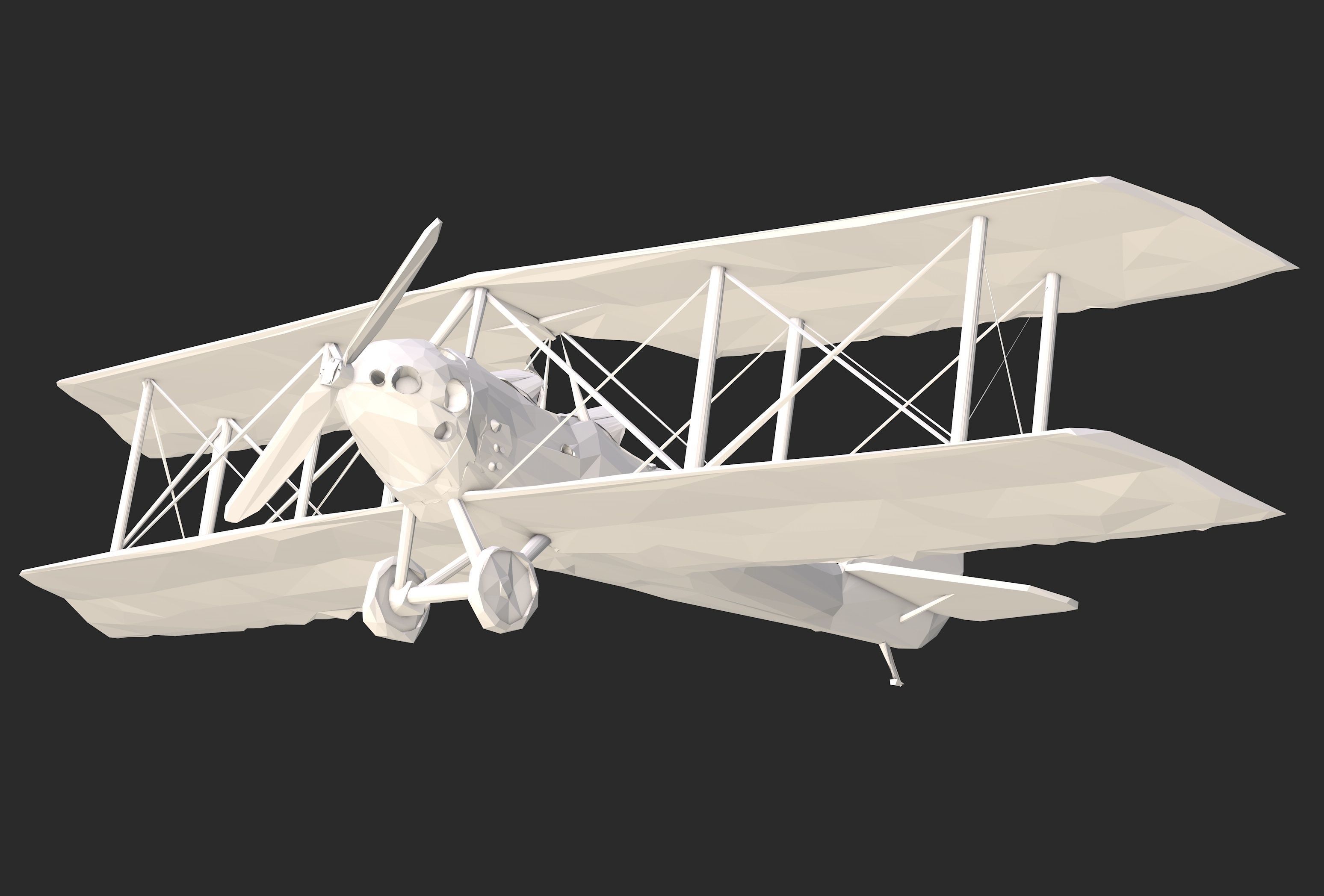 Biplane Low Poly 3D model_7