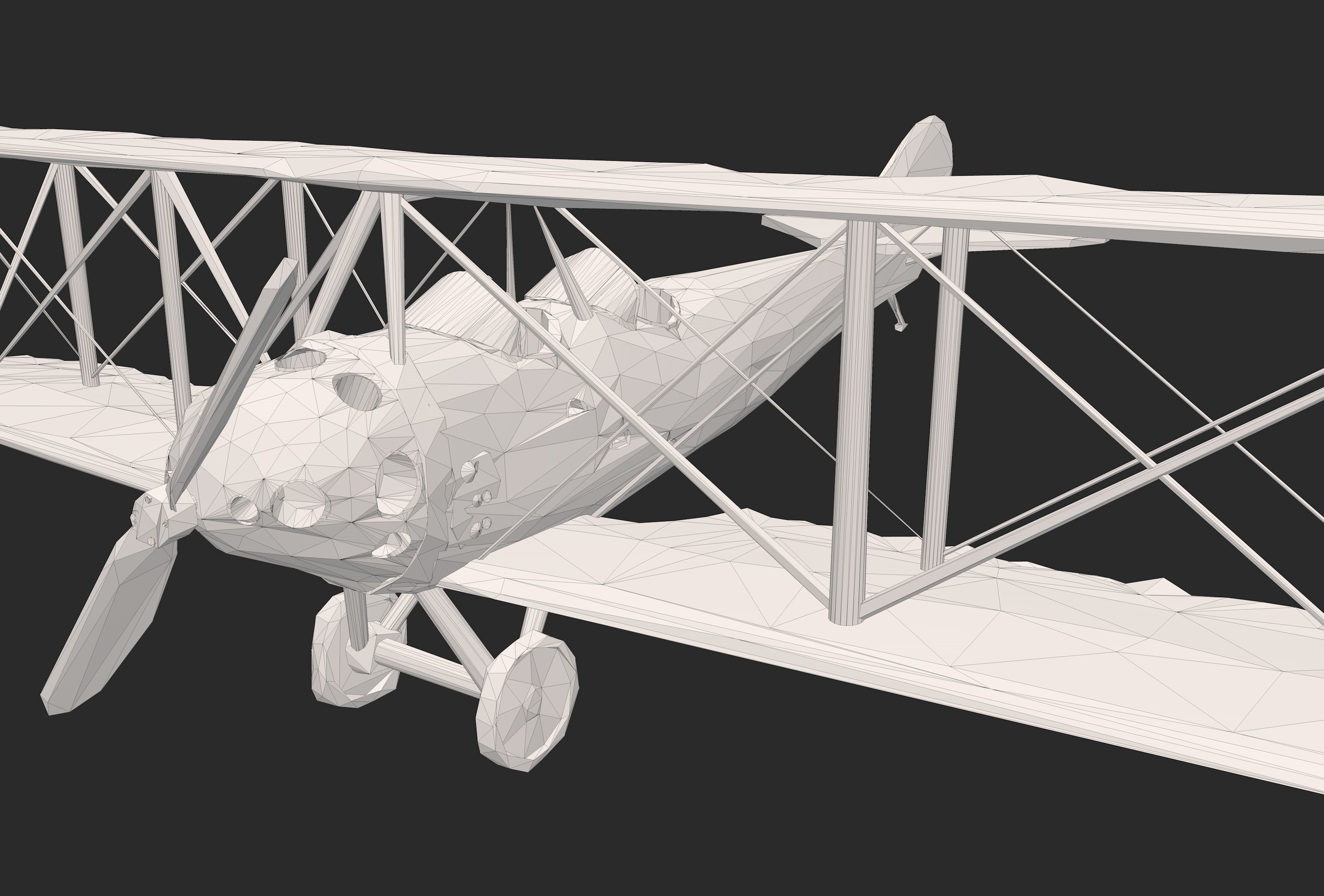 Biplane Low Poly 3D model_1