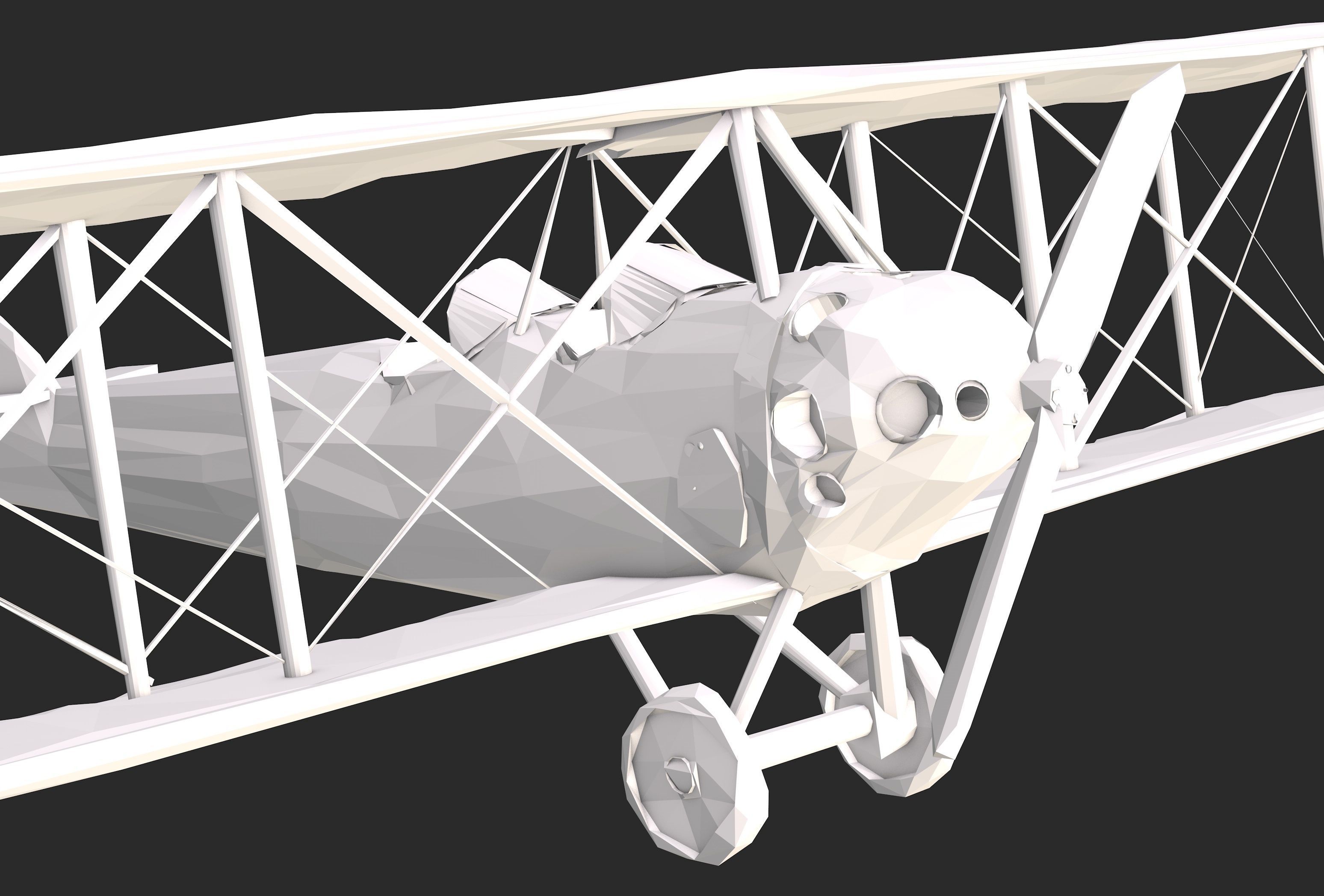 Biplane Low Poly 3D model_9