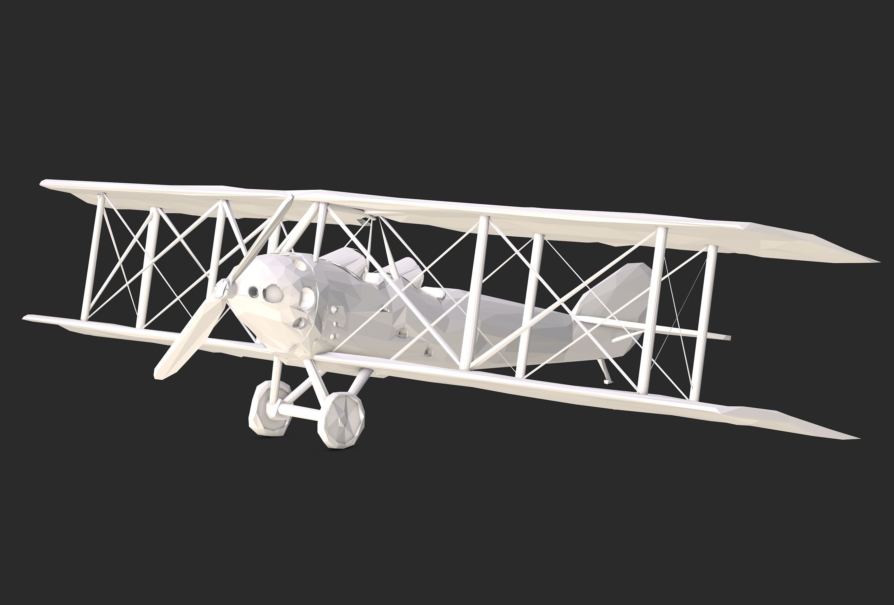 Biplane Low Poly 3D model_6