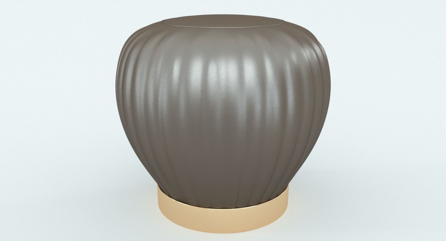 Leather Brown Ottoman-Stool 3D model_2