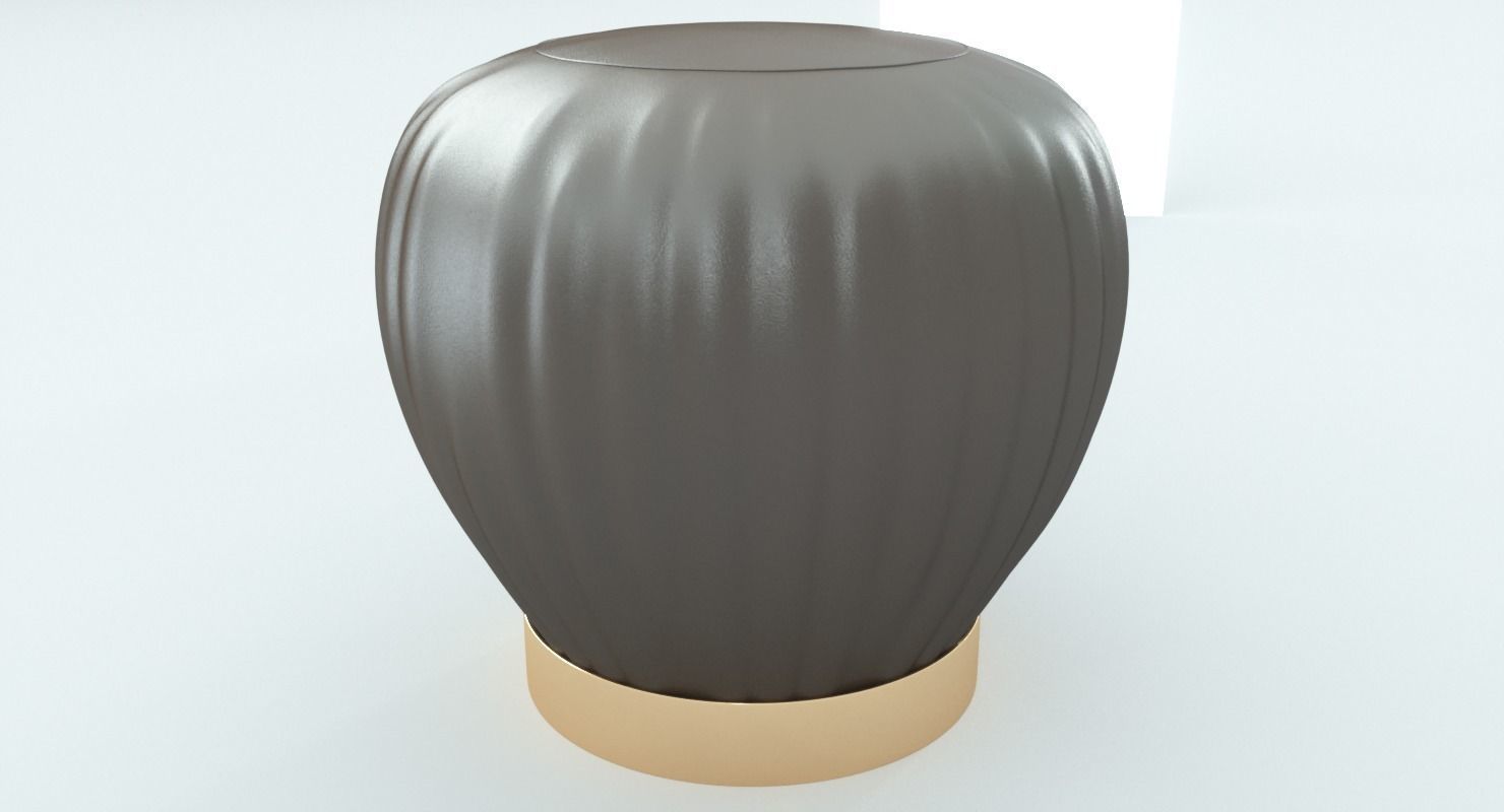 Leather Brown Ottoman-Stool 3D model_5