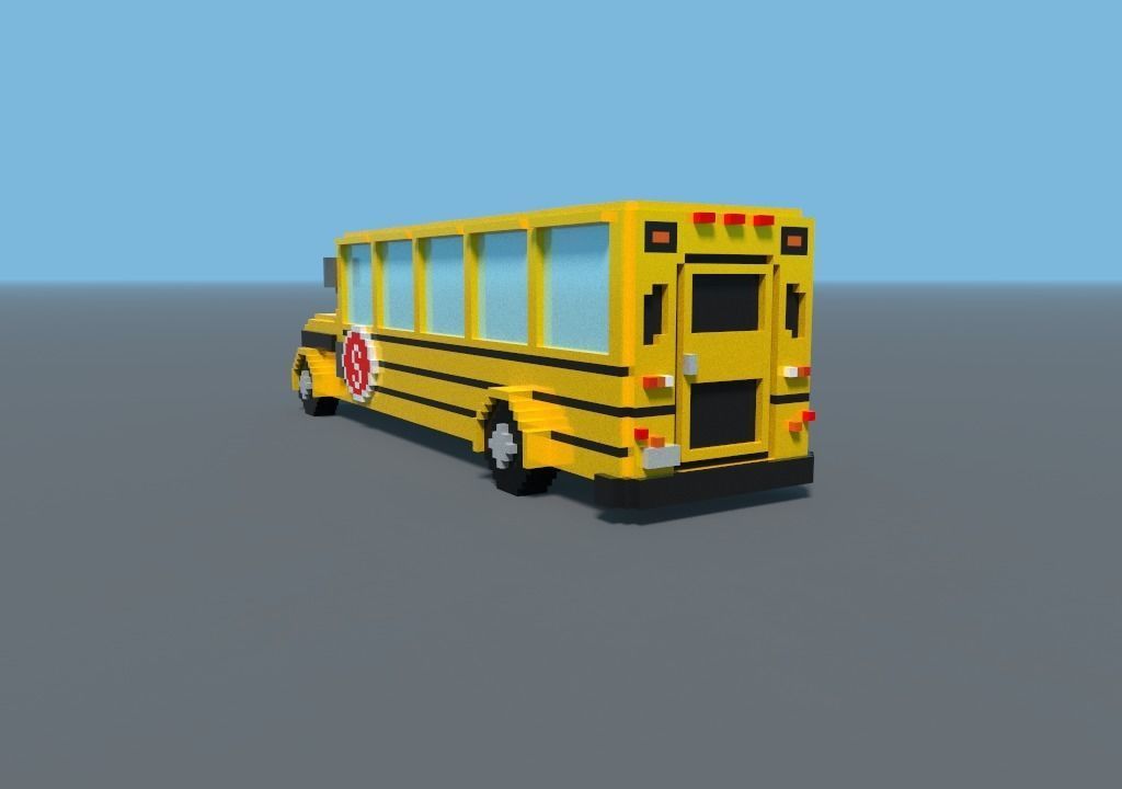 School bus Voxel Low-poly 3D model_4