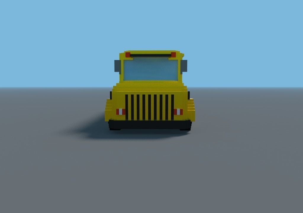 School bus Voxel Low-poly 3D model_2