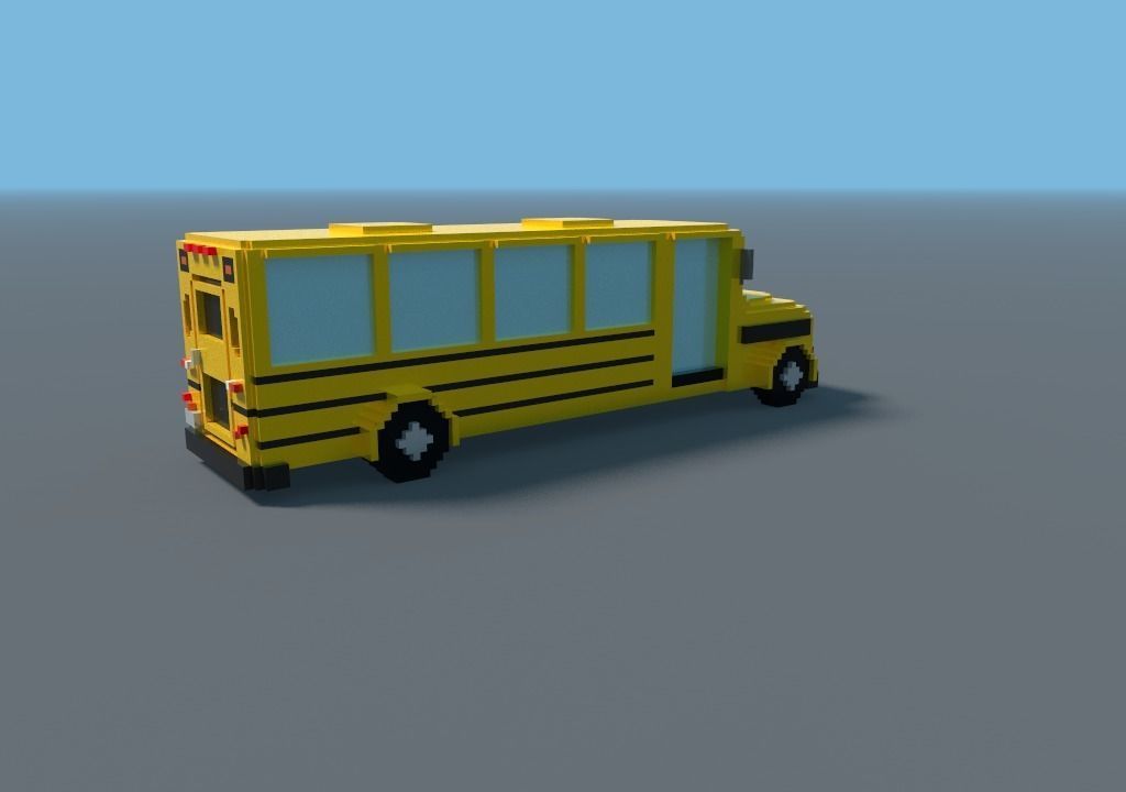 School bus Voxel Low-poly 3D model_6