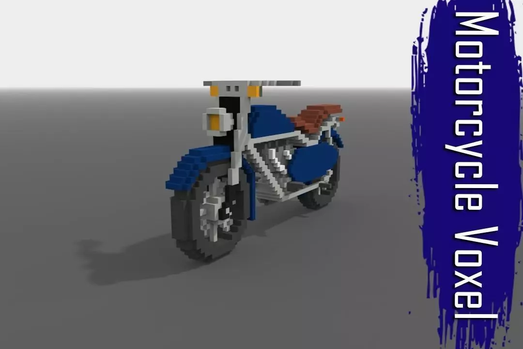 Motorcycle Voxel Low-poly 3D model_0