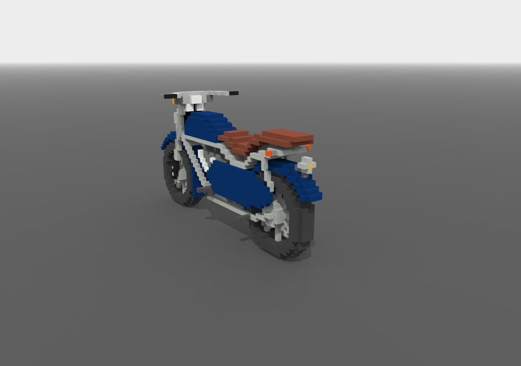 Motorcycle Voxel Low-poly 3D model_3
