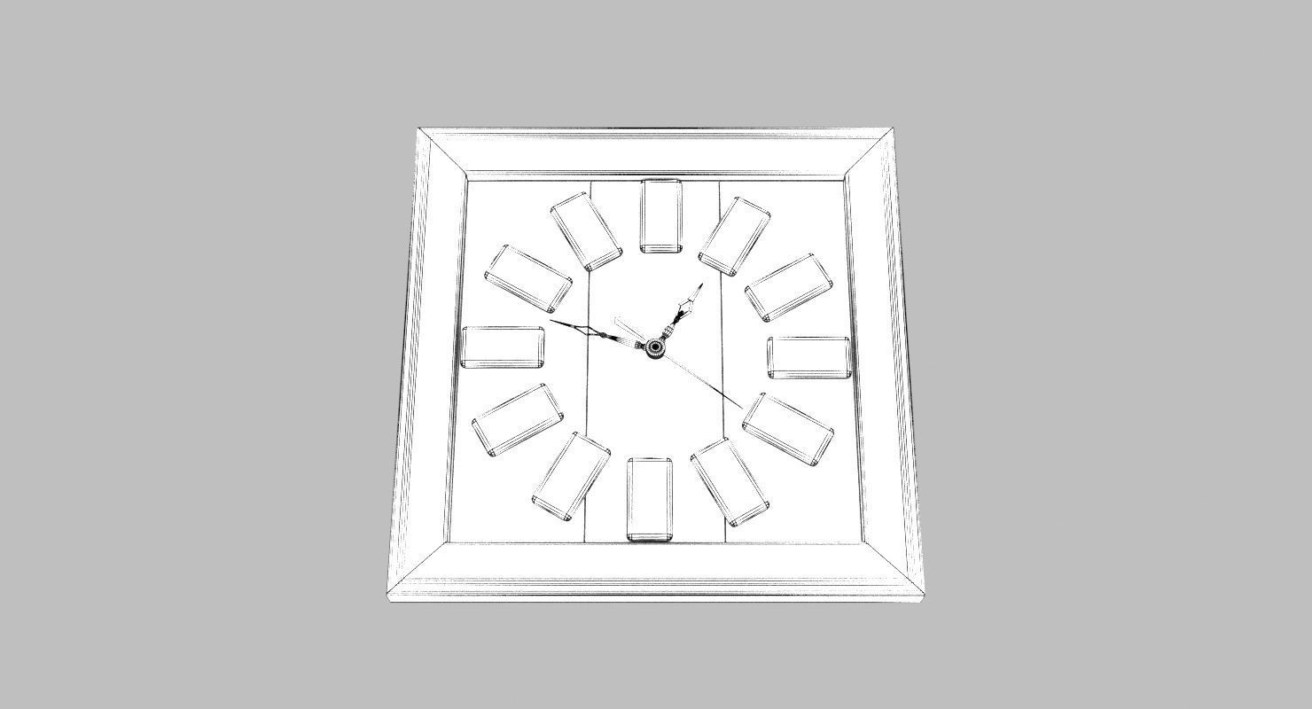 Wooden Domino Wall Clock Low-poly 3D model_9