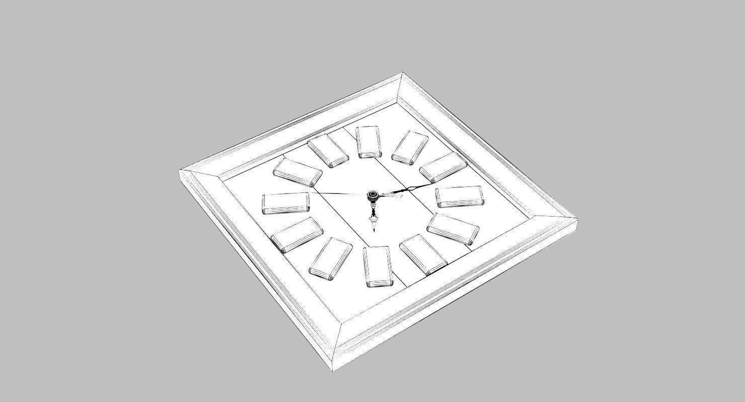 Wooden Domino Wall Clock Low-poly 3D model_10