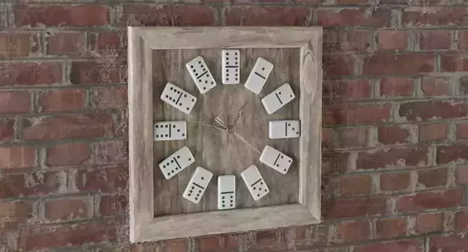 Wooden Domino Wall Clock Low-poly 3D model