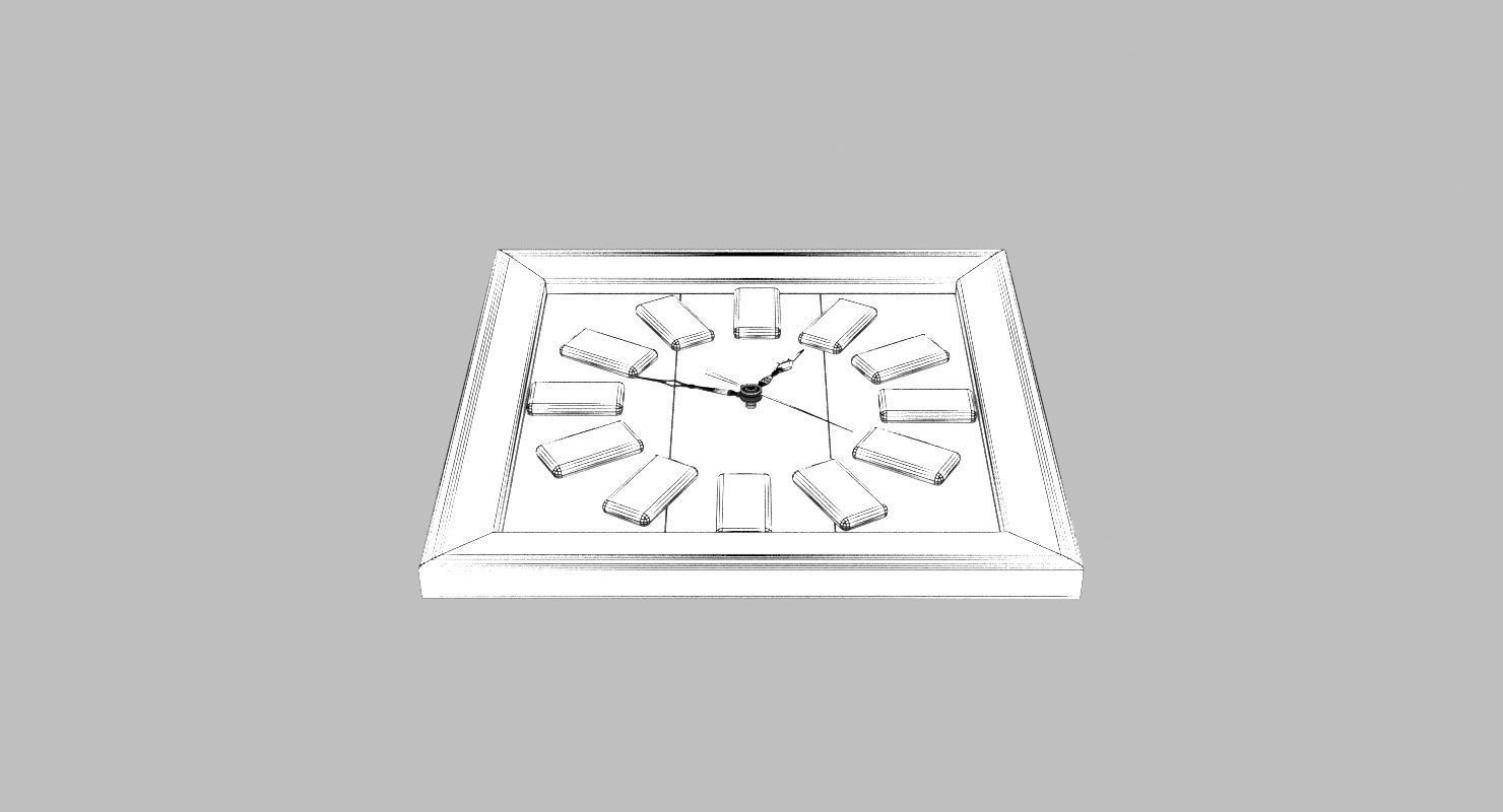 Wooden Domino Wall Clock Low-poly 3D model_8