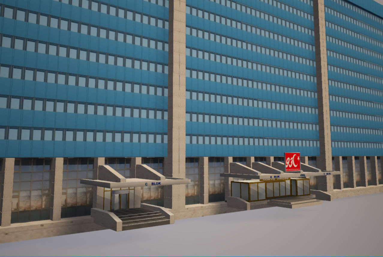 TRT Turkish Radio and Television Blue Building ANKARA Low-poly 3D model_3
