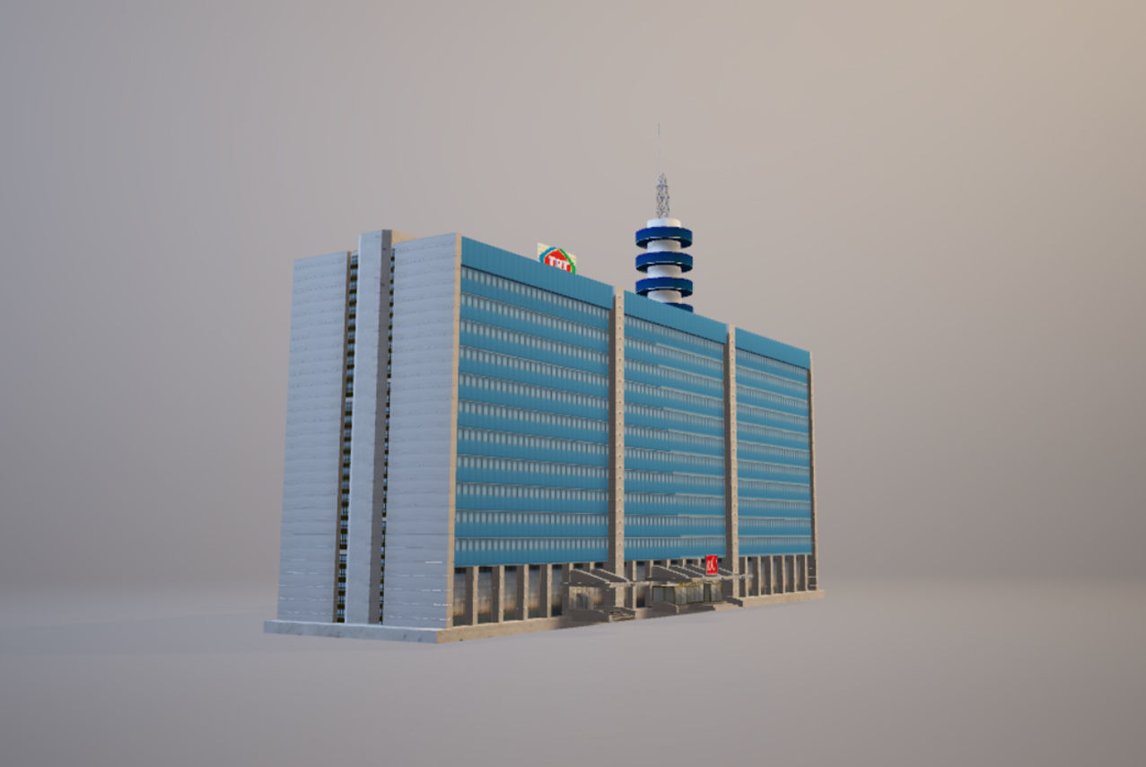 TRT Turkish Radio and Television Blue Building ANKARA Low-poly 3D model_1
