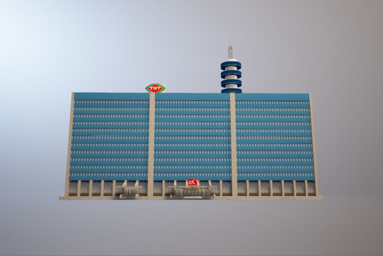 TRT Turkish Radio and Television Blue Building ANKARA Low-poly 3D model_2