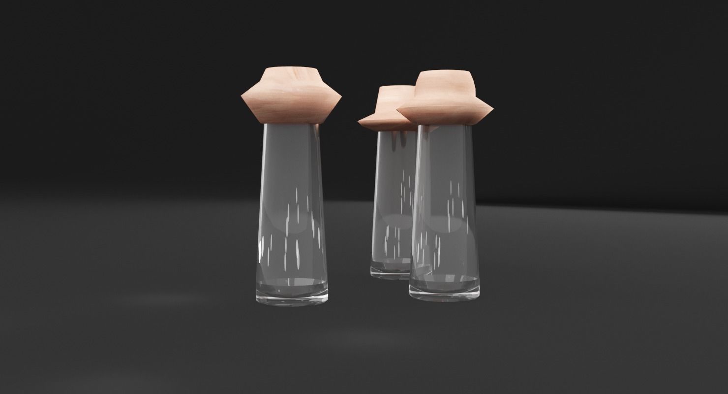 Salt and Pepper Glass Shaker Low-poly 3D model_2