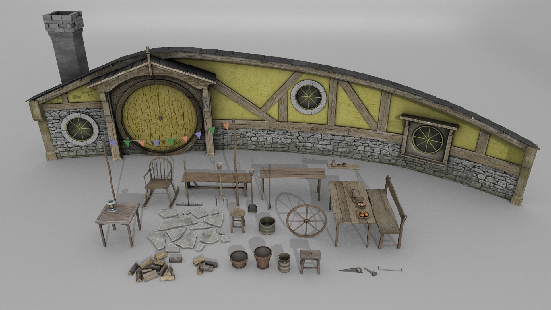 Halfling Home 2 Low-poly 3D model_9