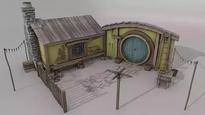 Halfling Home 4 Low-poly 3D model