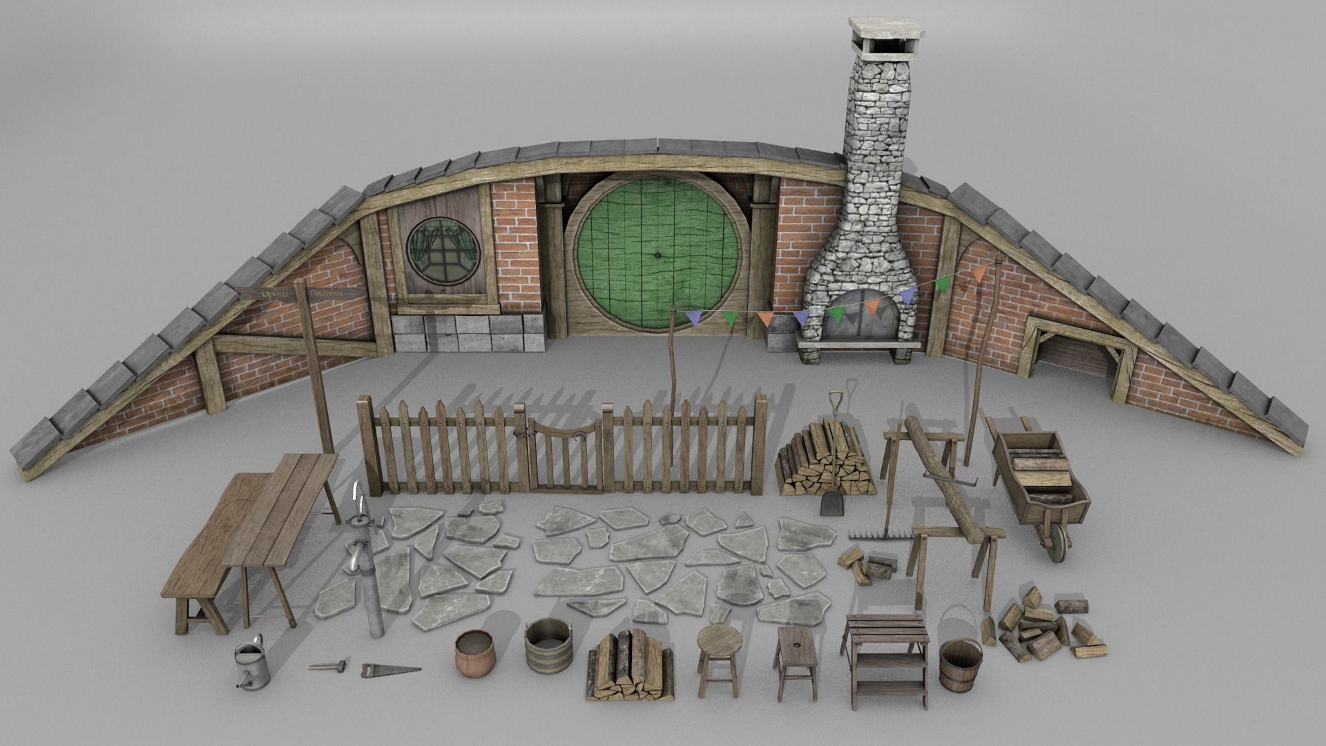 Halfling Home 5 Low-poly 3D model_7