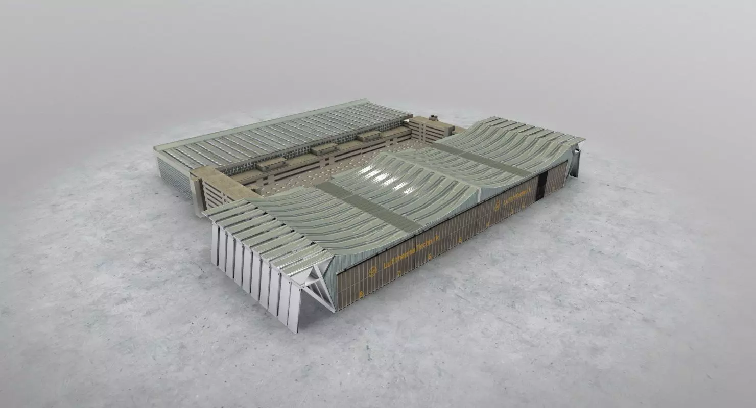 EDDF Lufthansa Hangar Low-poly 3D model