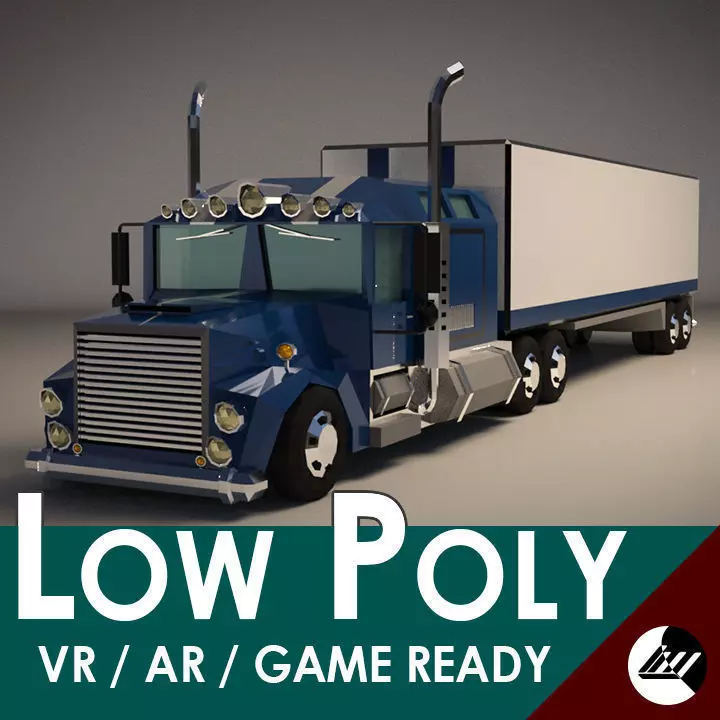 Low-Poly Cartoon Lorry Truck Low-poly 3D model_0