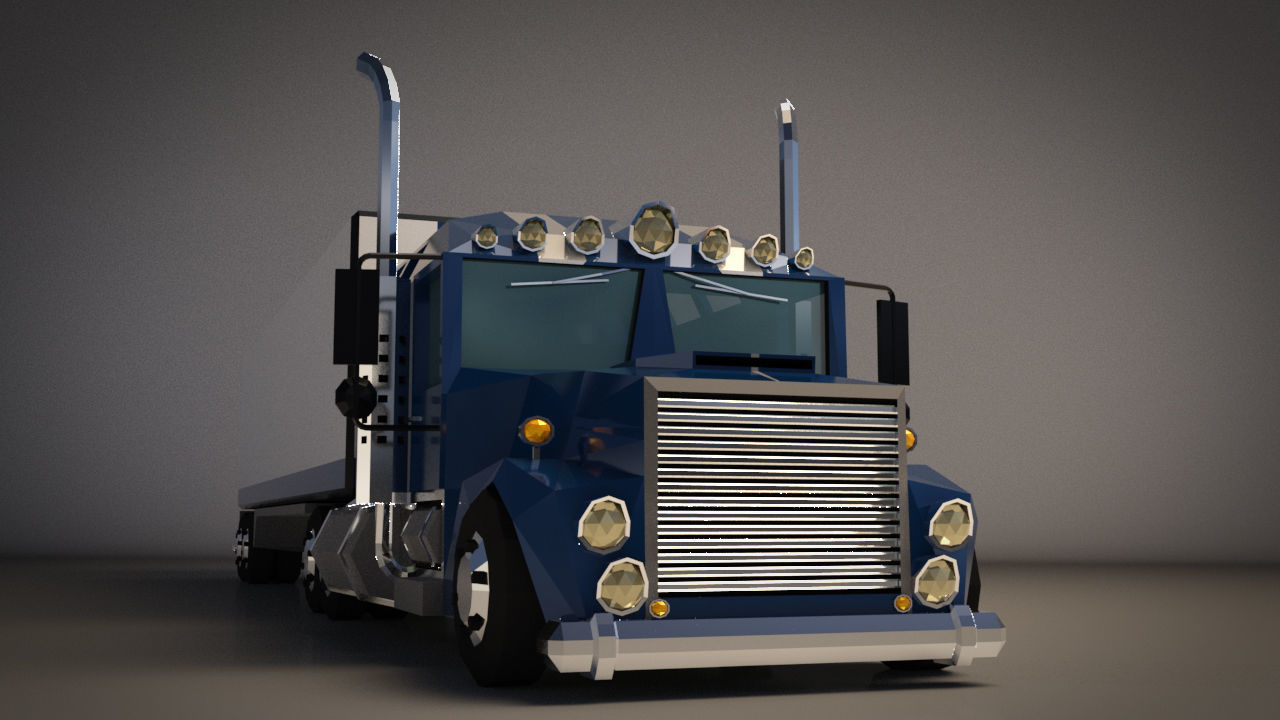 Low-Poly Cartoon Lorry Truck Low-poly 3D model_5