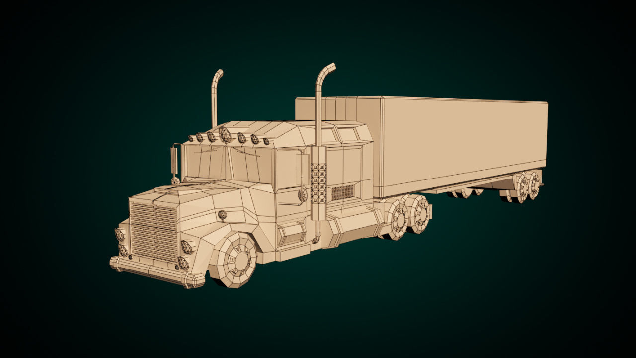 Low-Poly Cartoon Lorry Truck Low-poly 3D model_7