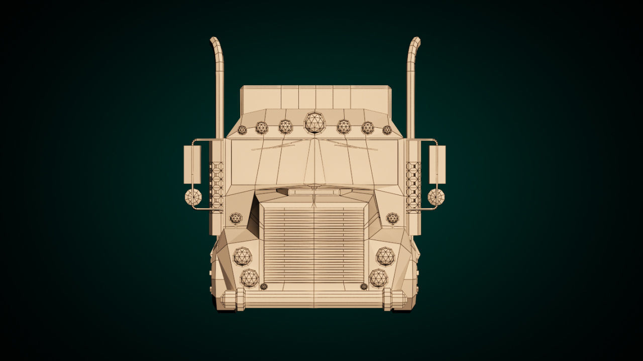 Low-Poly Cartoon Lorry Truck Low-poly 3D model_8