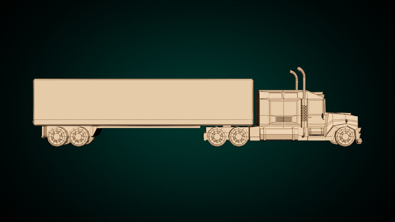 Low-Poly Cartoon Lorry Truck Low-poly 3D model_9