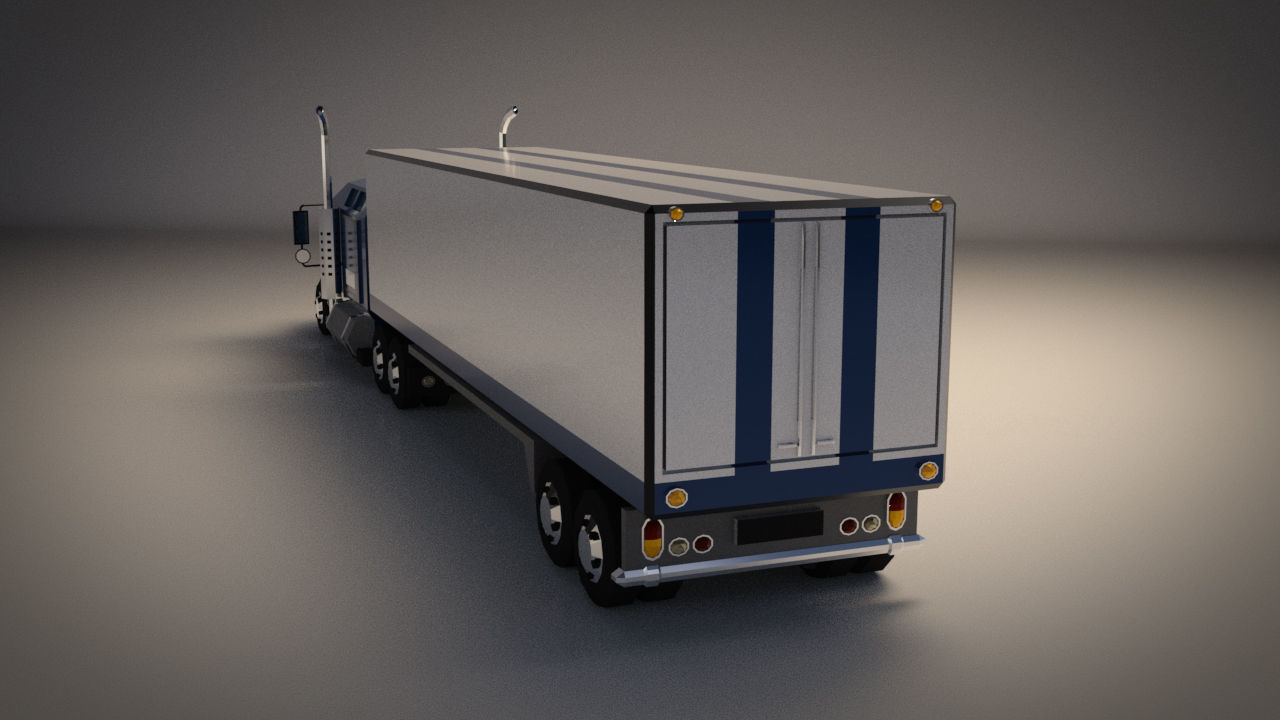 Low-Poly Cartoon Lorry Truck Low-poly 3D model_2