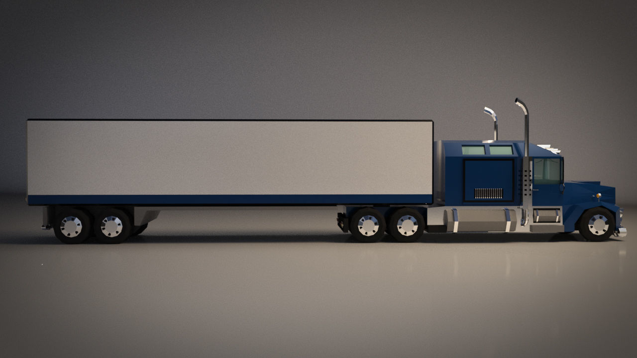 Low-Poly Cartoon Lorry Truck Low-poly 3D model_6