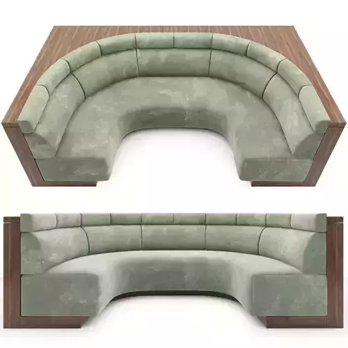 Banquette modern sofa with curved back and armrests